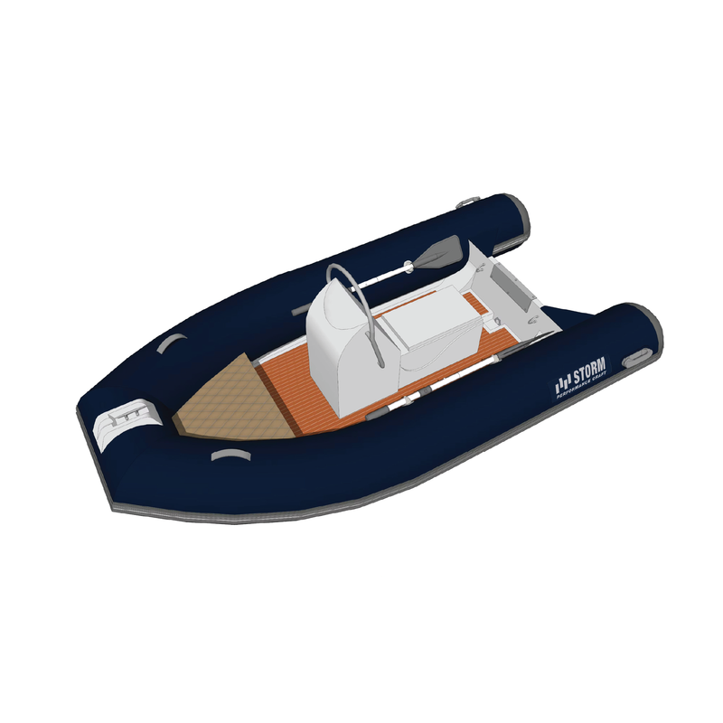 Storm Cloud RIB yacht tender shown side-on
